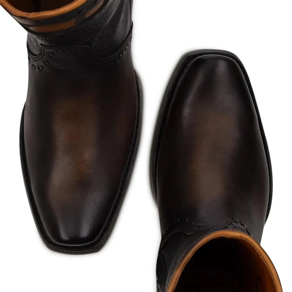 CU559 - MN Viena Black Laser & Woven & Zipper Narrow Square Toe