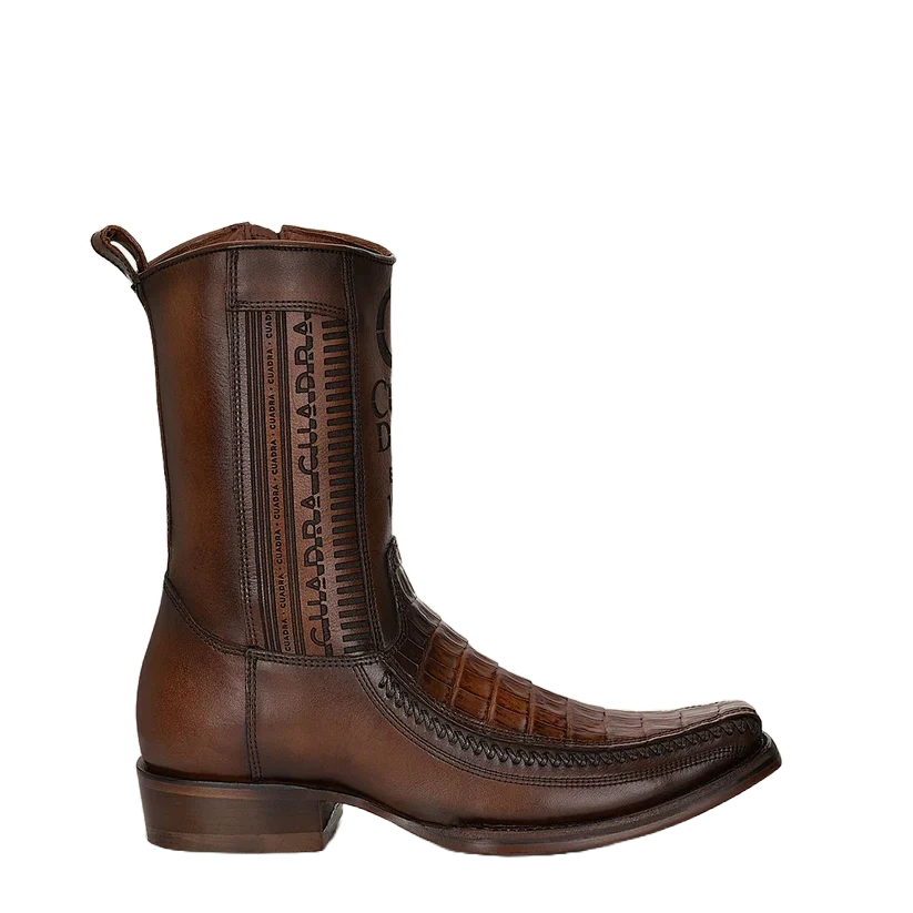 CU698 - MN Brown Caiman Laser & Woven Narrow Square Toe