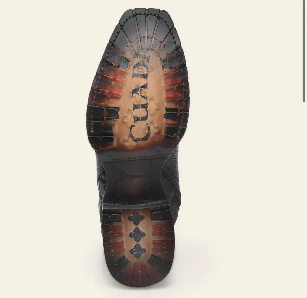 CU939 - MN Chocolate Laser & Woven & Zipper Narrow Square Toe