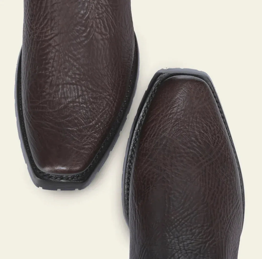 CU939 - MN Chocolate Laser & Woven & Zipper Narrow Square Toe