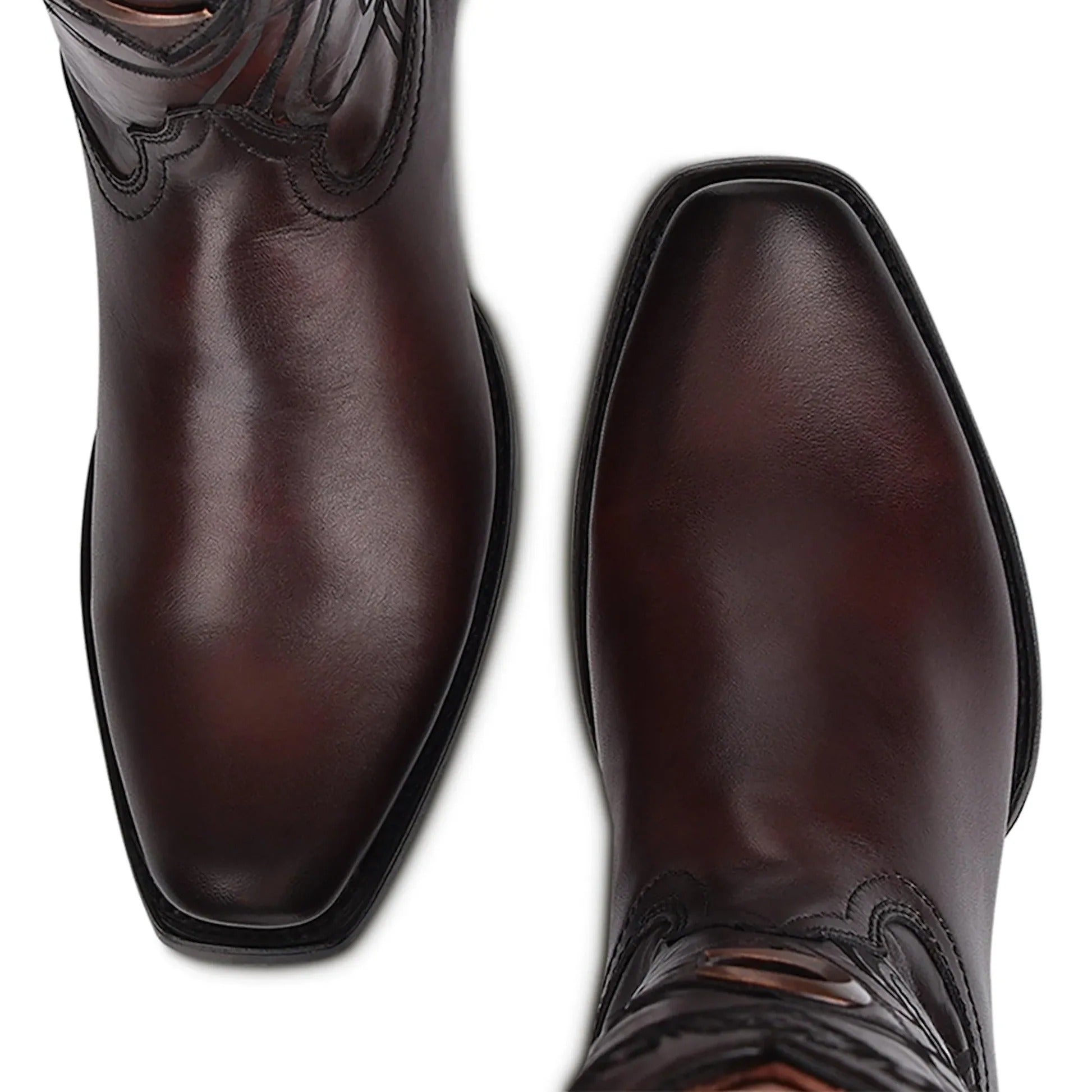 CU347 - MN Over Chestnut & Embroidery Narrow Square Toe